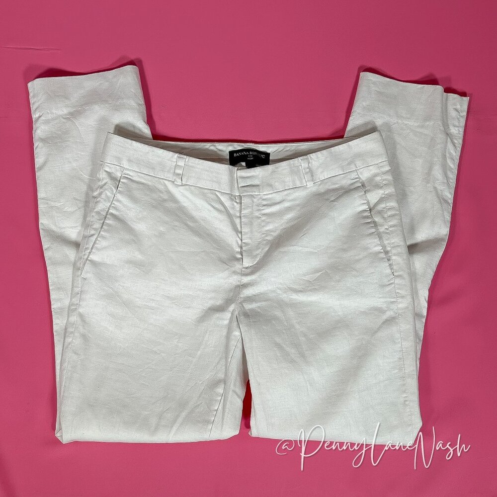 Banana Republic Avery Linen & Cotton Pants Size 2 White - Picture 11 of 14